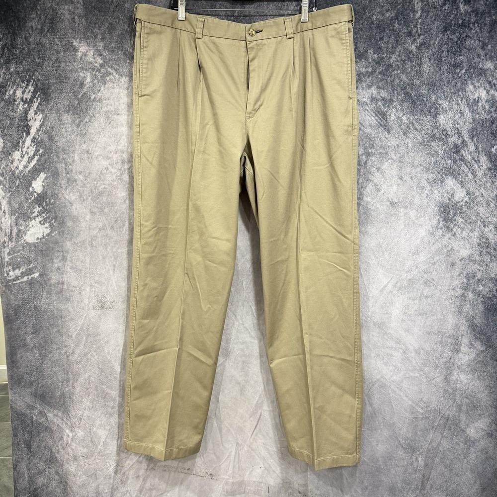 Duluth Men's Pleated Chino Pants Beige 42x34 Khaki Pants Preppy Casual